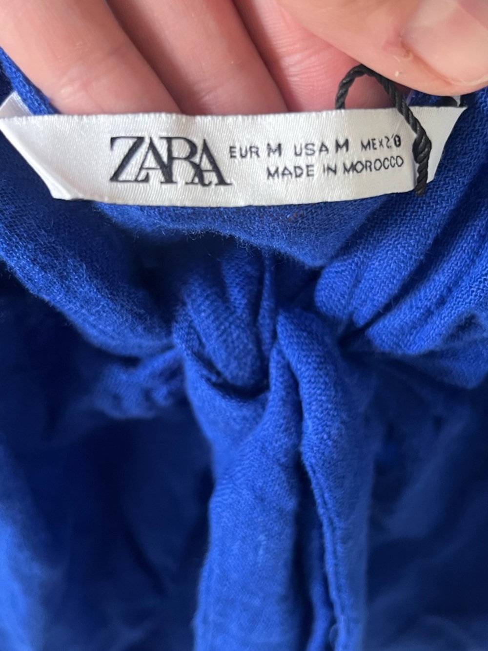 NWOT Zara ZW Collection Halter Maxi Deep V Linen Dress | Cobalt Blue - Picture 7 of 8
